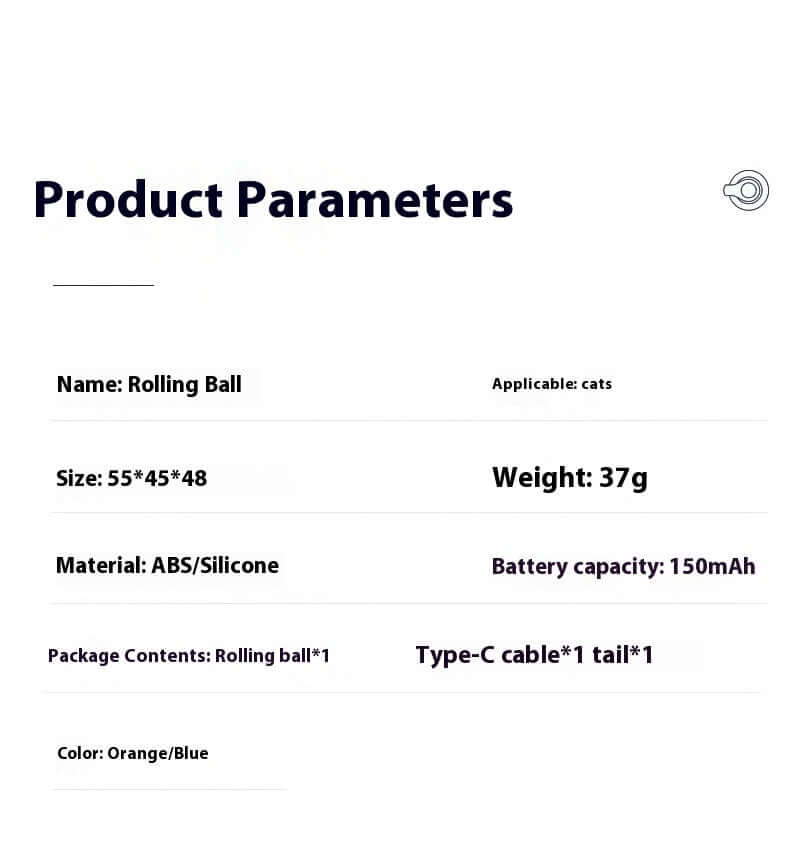 A detailed look at the product parameters for the Automatic Cat Toy Ball with Interactive Tail. This automatic cat toy is designed for high performance and is perfect for entertaining cats.