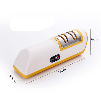 Eprolo white and yellow automatic knife sharpener for home with compact design and measurement markings