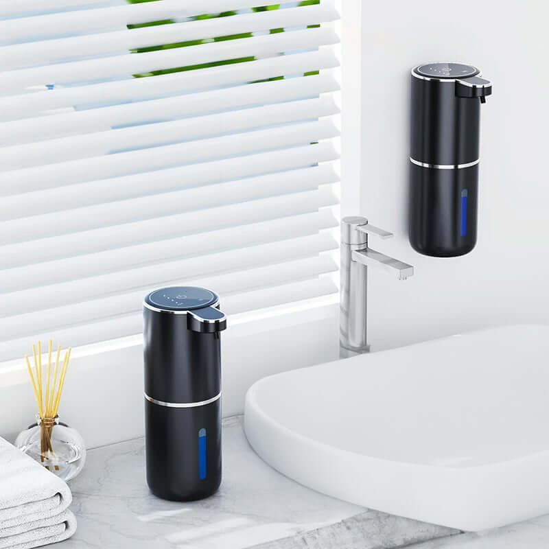 eprolo black automatic soap dispenser touchless with wall mount and countertop design near bathroom sink