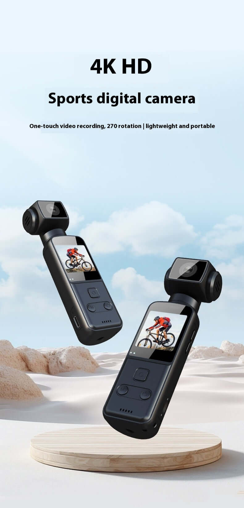 4K HD Anti Shake Camera Mini with 4X Optical Zoom and 128GB Storage Support.