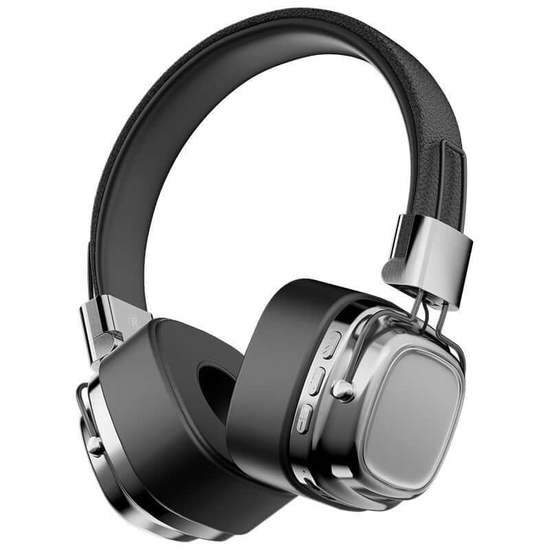 Dropshipman 40mm driver bluetooth headset with black padded ear cups and silver metal accents