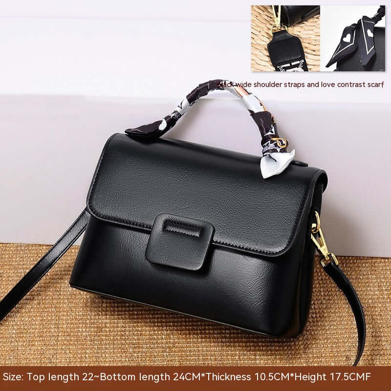 Women's Crossbody Bag High-grade Versatile Shoulder in classic black with a chic scarf, designed for modern women on the go.