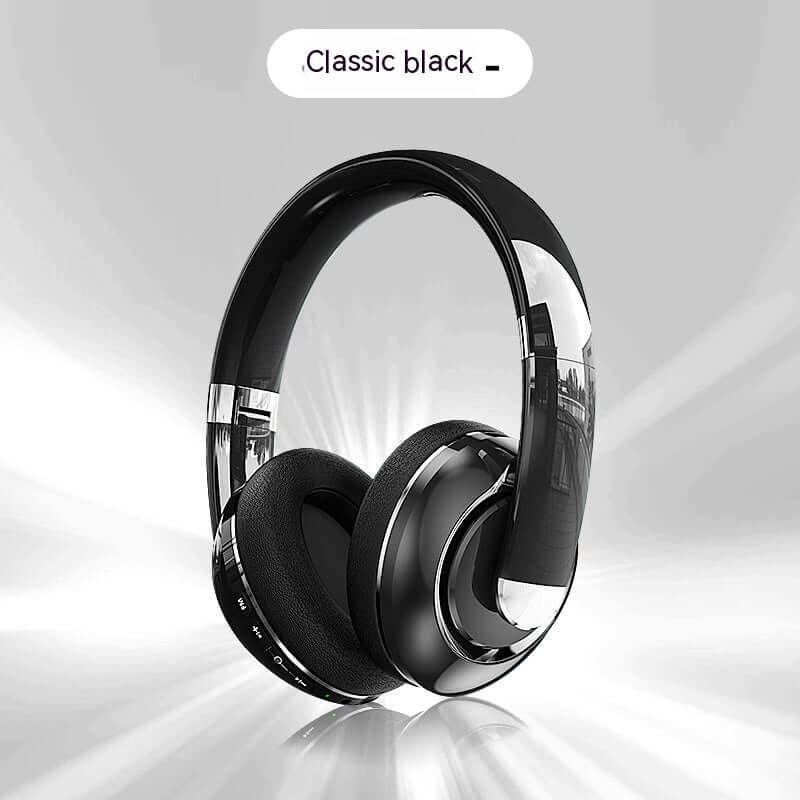 Classic black Bluetooth headphones with microphone featuring cushioned ear cups and sleek design