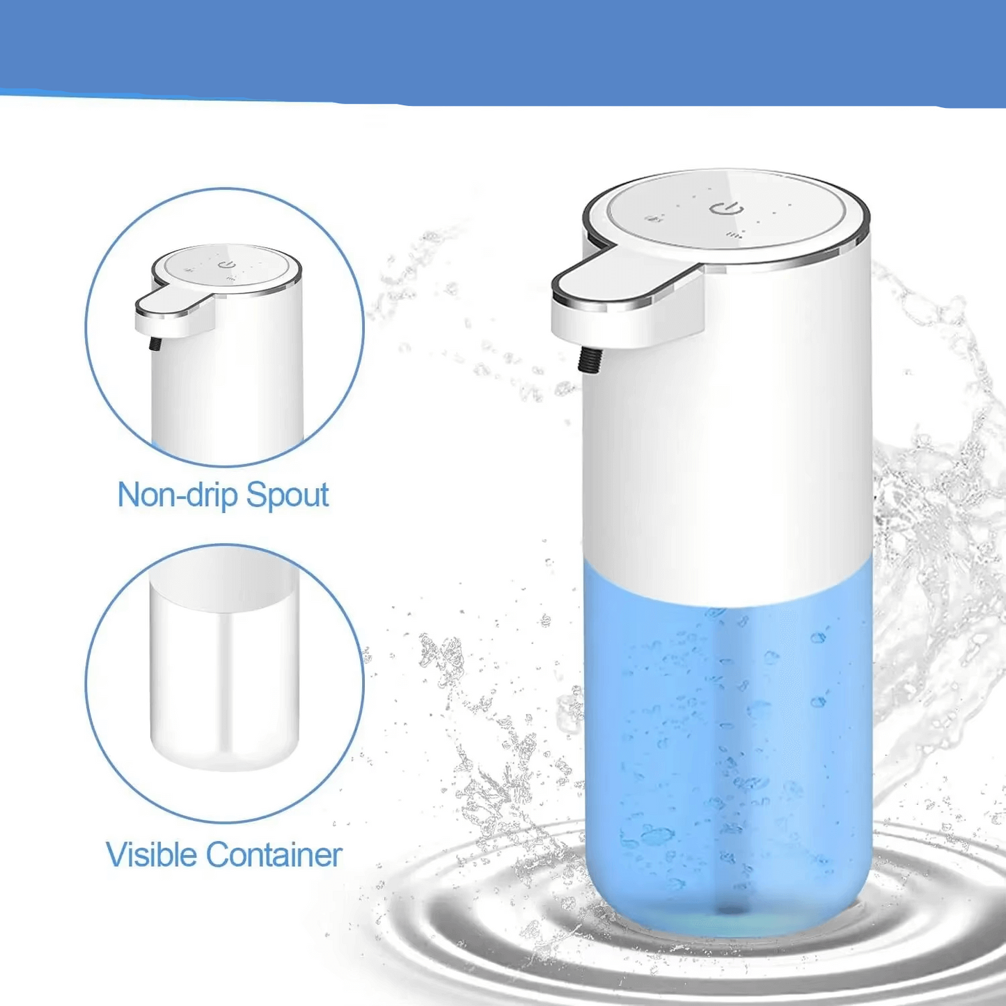 Dropshipman touchless soap dispenser with IPX5 waterproof rating and visible container for liquid soap