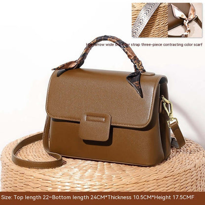 Women's Crossbody Bag High-grade Versatile Shoulder in rich brown with stylish accent straps, suitable for both casual and formal settings.