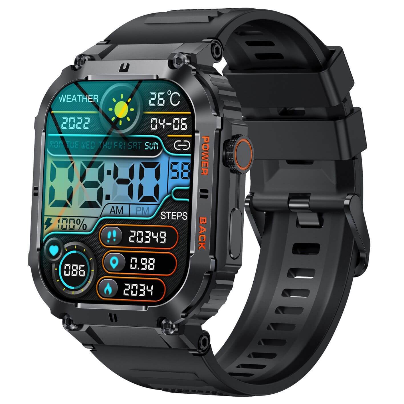 Dropshipman business professional smartwatch with black strap and multi-function digital display