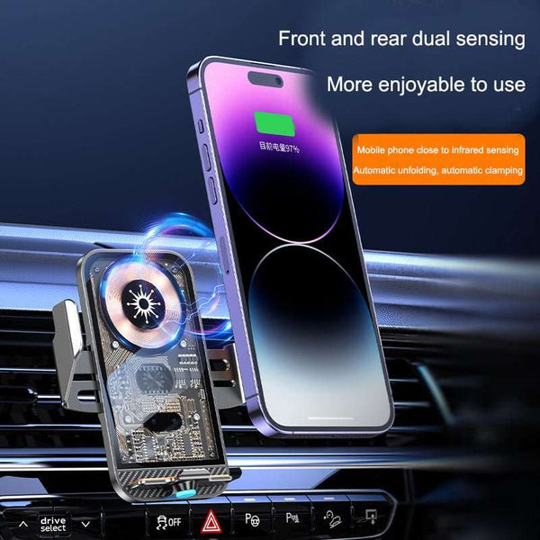 C11 Car Phone Charger - Wireless Charging Holder with Infrared Induction & Transparent Design -   