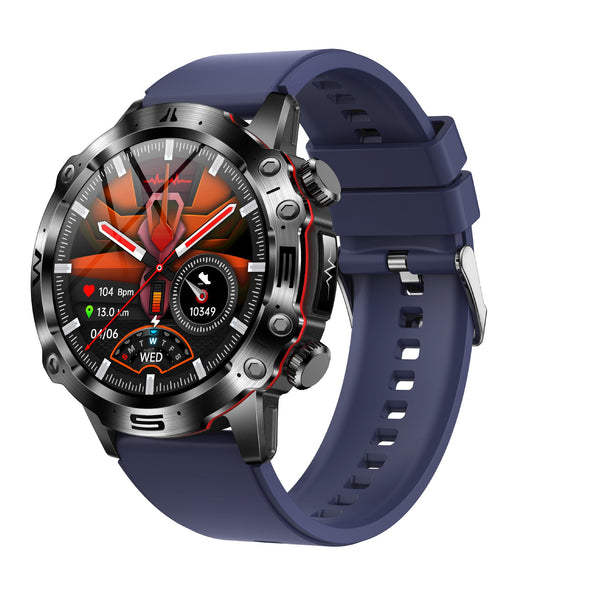 Close-up of the HD ECG Bluetooth-compatible call outdoor sports watch featuring a vibrant AMOLED display and multiple health metrics, designed for outdoor sports enthusiasts, compatible with Android systems.