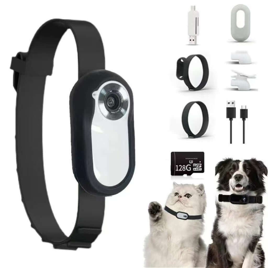 Accessories of the eprolo Compact Pet Action Camera with Adjustable Strap, designed for pet lovers to capture heartwarming moments of their cats and dogs using this outdoor pet camera.