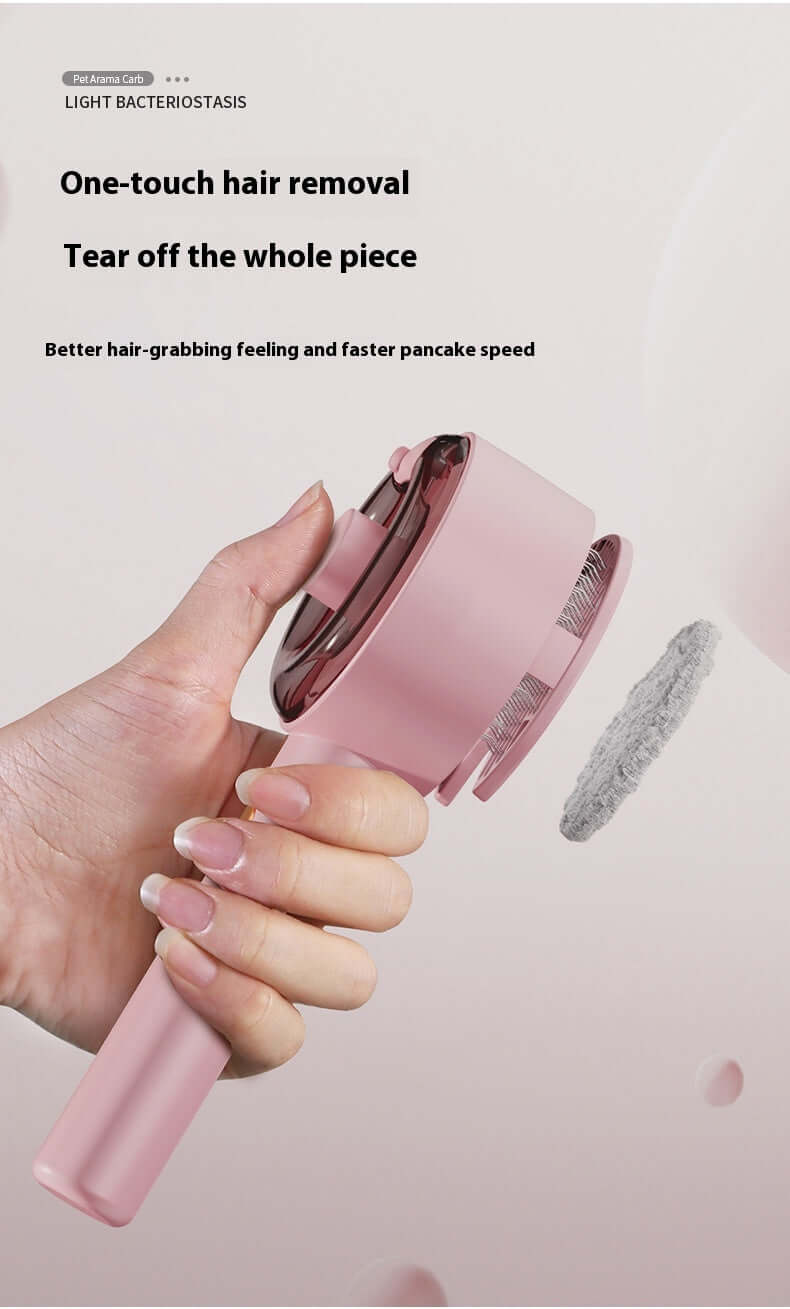 Dropshipman dog and cat UV grooming tool in pink for one-touch hair removal and easy grip