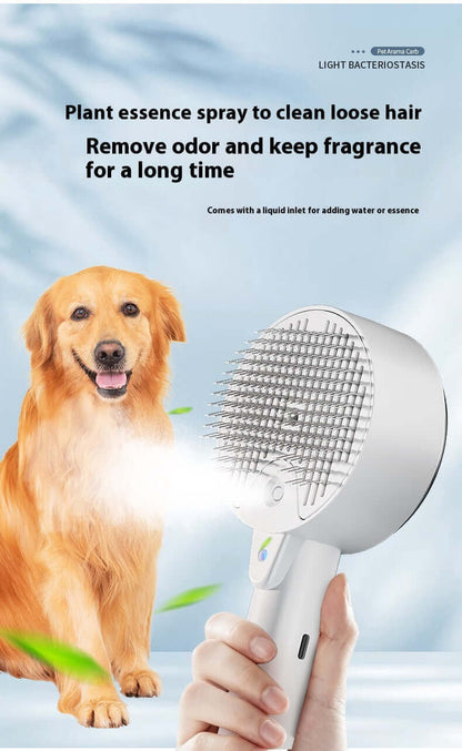 Dog and cat UV grooming tool with plant essence spray to clean loose hair and remove odor