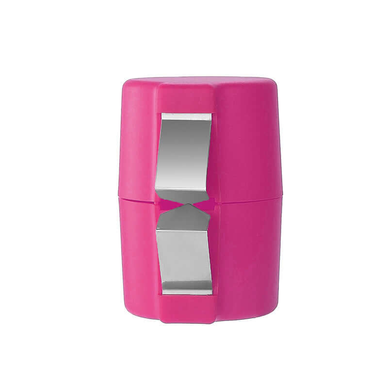 Pink easy egg cracking device with stainless steel blades for quick egg opening