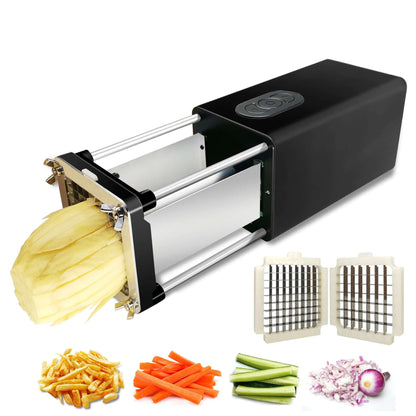 Electric french fry cutter by Dropshipman with stainless steel blades and multiple interchangeable grids for cutting vegetables