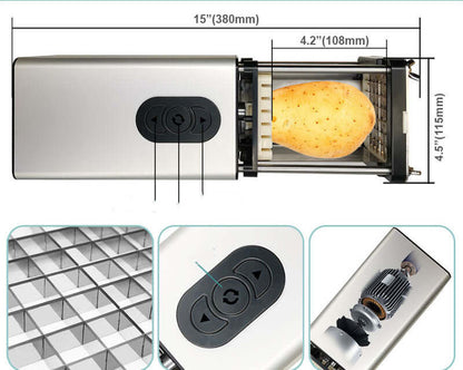 Dropshipman electric french fry cutter with stainless steel blades and compact design measuring 15 inches long