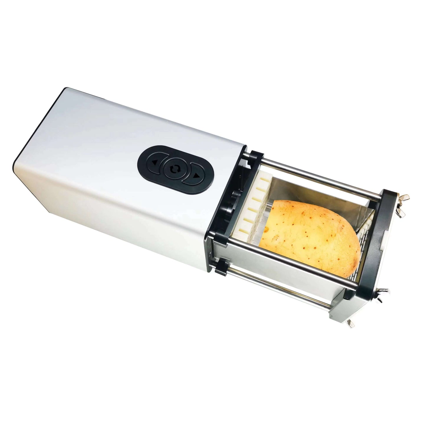 Dropshipman electric french fry cutter with stainless steel body slicing a potato