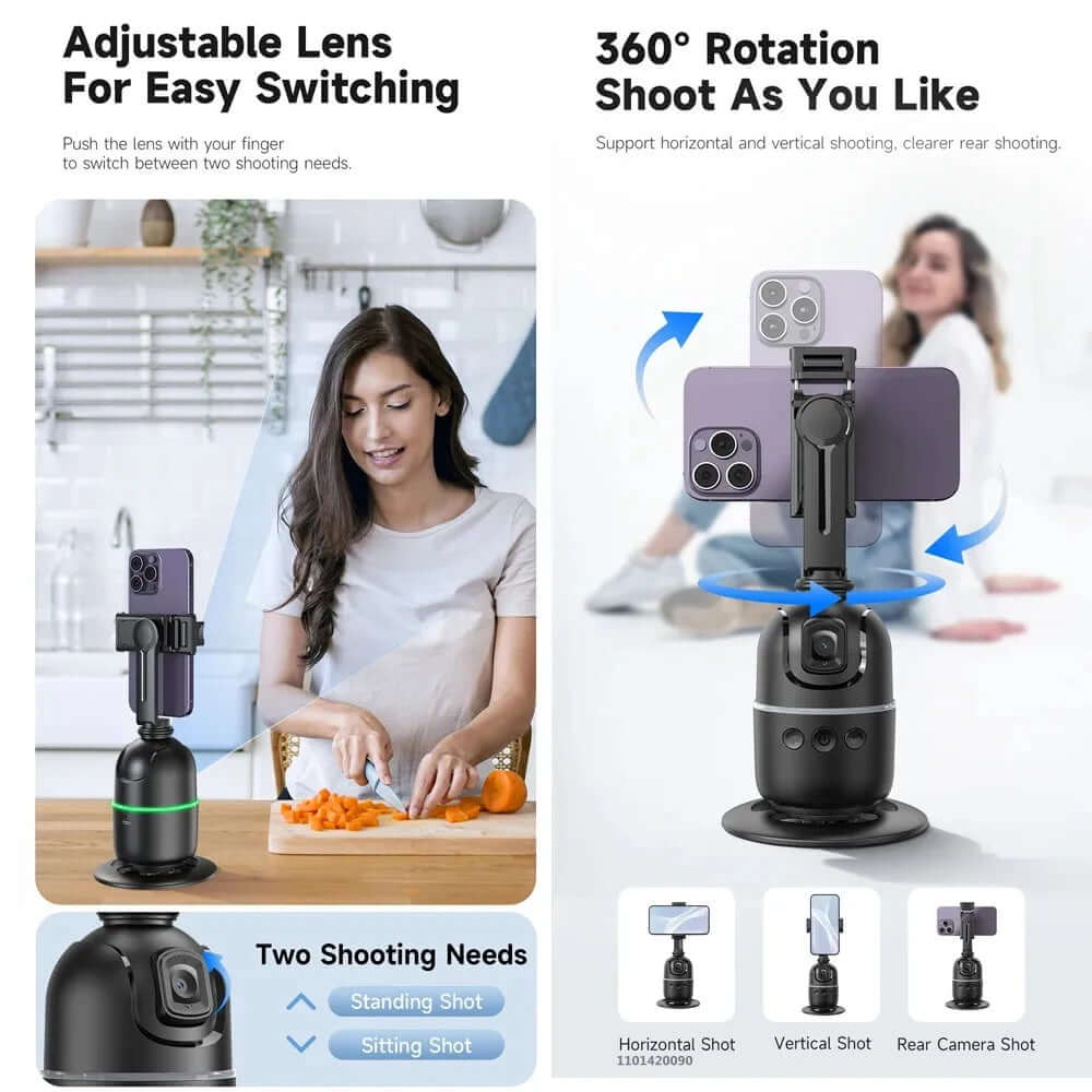 eprolo face tracking smartphone gimbal with adjustable lens and 360 degree rotation for versatile shooting