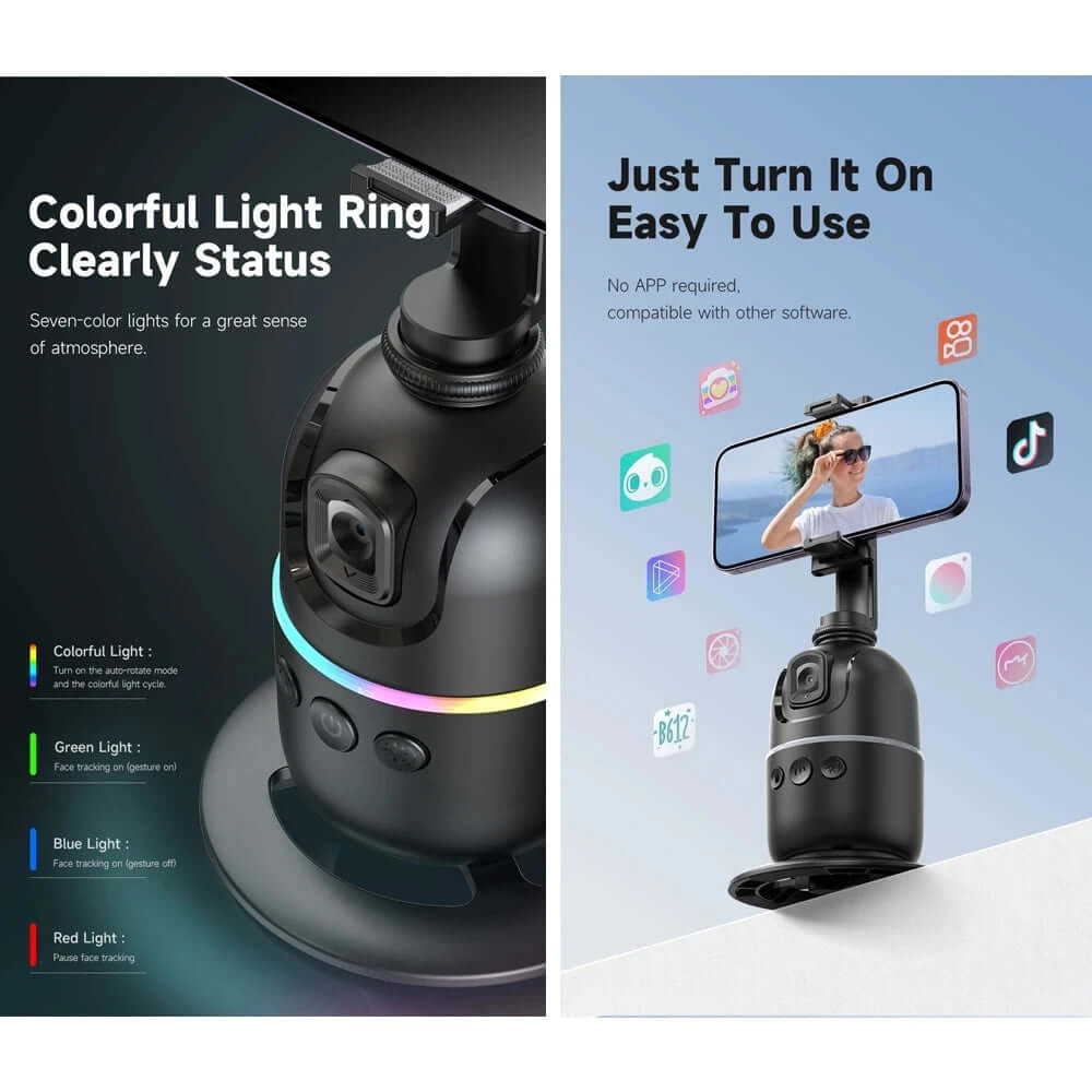 eprolo face tracking smartphone gimbal with colorful light ring and easy one-button operation