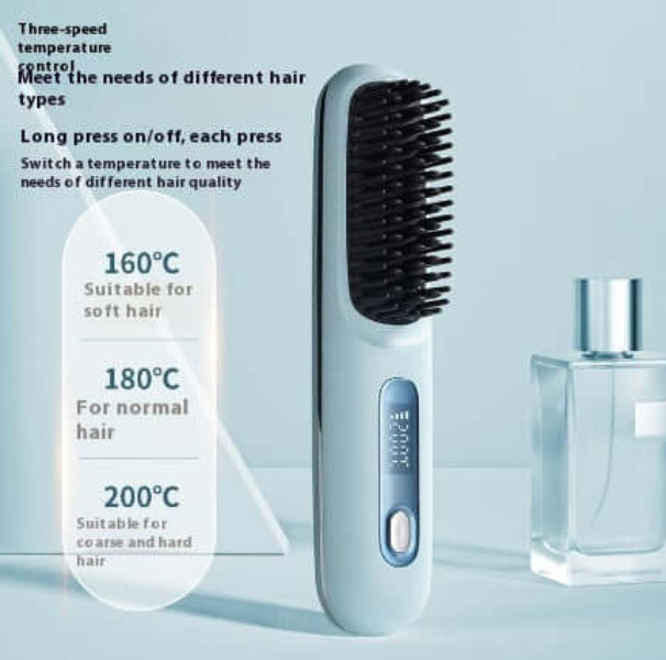 Dropshipman fast heating travel hair straightener brush with three-speed temperature control and digital display