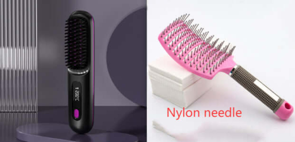 Dropshipman fast heating travel hair straightener with digital display and black brush design