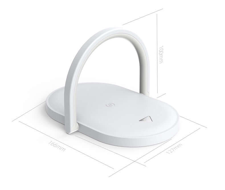 Dropshipman fast wireless charger with night light in white with modern curved design and compact dimensions