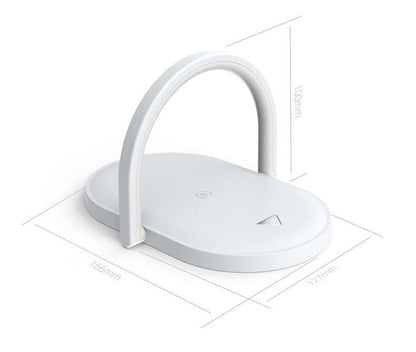 Dropshipman fast wireless charger with night light in white with modern curved design and compact dimensions