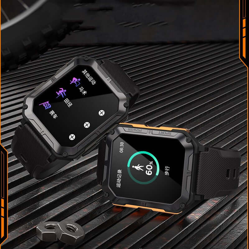 Dropshipman rugged fitness smartwatch for Android and iOS with activity tracking and black strap