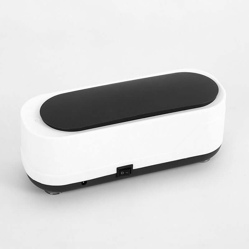 CozyTech Living ultrasonic eyeglasses cleaner with sleek white and black design