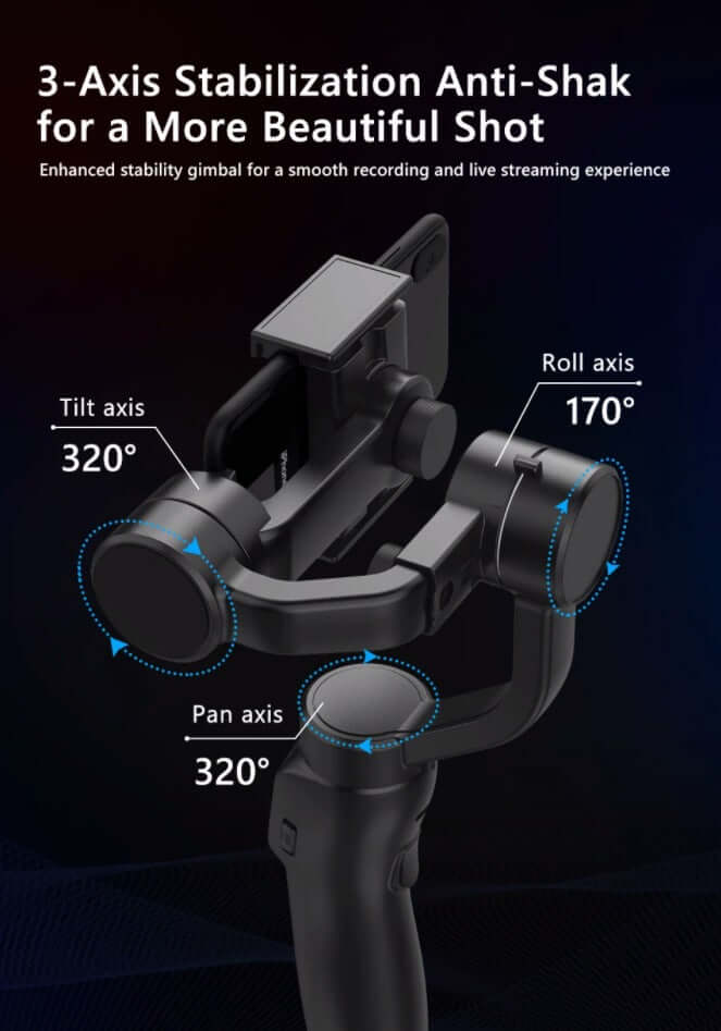 eprolo handheld phone stabilizer for filming with 3-axis stabilization for smooth recording