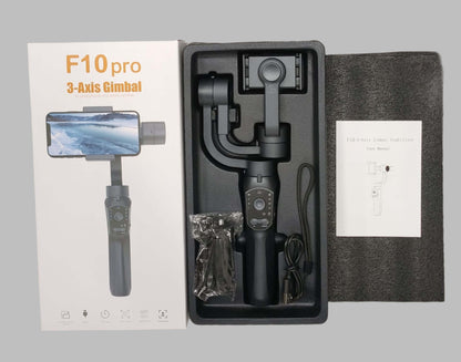 eprolo handheld phone stabilizer for filming F10 pro 3-axis gimbal with control buttons and accessories in packaging