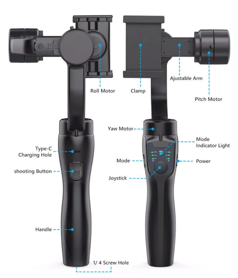 Eprolo handheld phone stabilizer for filming with adjustable arm joystick and motors for smooth video
