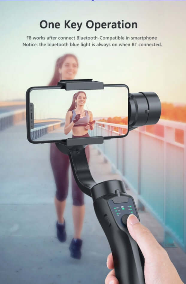 Handheld phone stabilizer for filming with one key operation and Bluetooth connectivity for smartphone use