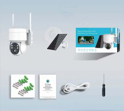 Dropshipman wireless outdoor security camera with solar panel, installation tools, and accessories kit