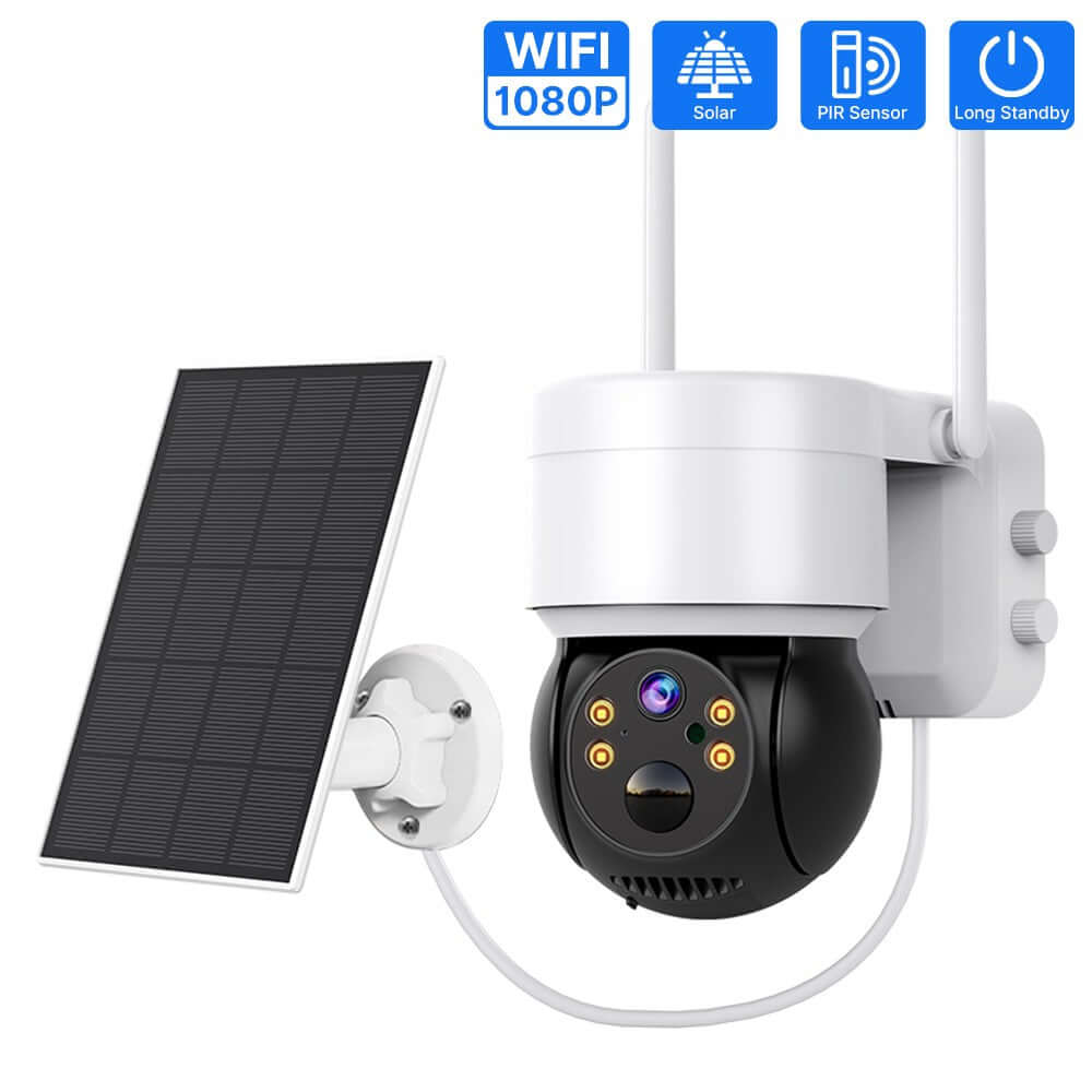 Wireless outdoor security camera with solar panel, 1080P WiFi, PIR sensor, and long standby from Dropshipman