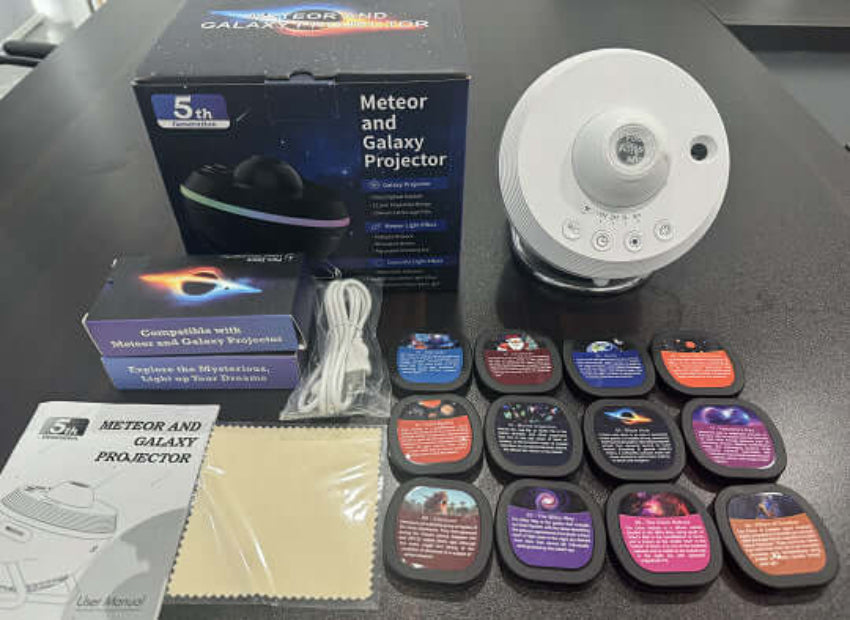 Dropshipman kids galaxy projector lamp with meteor and galaxy projection, remote control, and colorful light filters