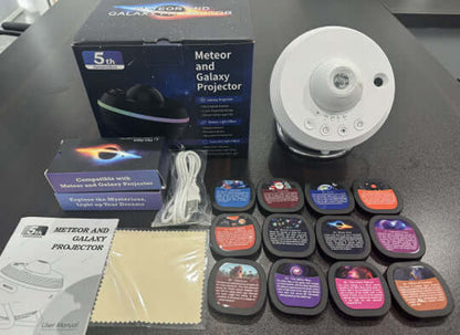 Dropshipman kids galaxy projector lamp with meteor and galaxy projection, remote control, and colorful light filters