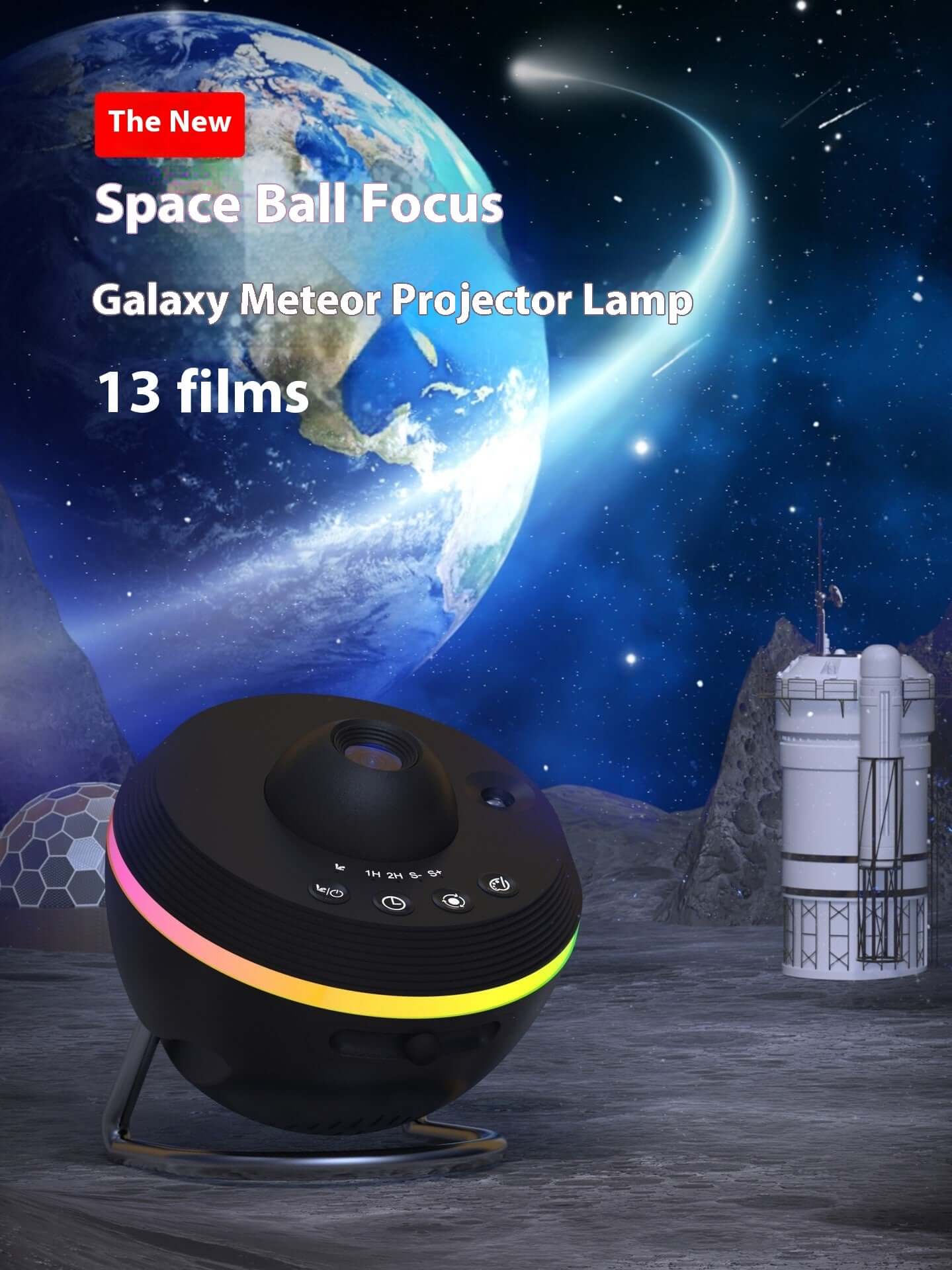 Kids galaxy projector lamp Space Ball Focus with 13 films projecting galaxy and meteor effects