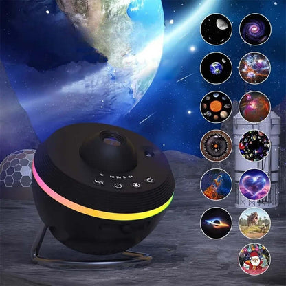 Dropshipman kids galaxy projector lamp with multiple space and galaxy projection options on a black spherical base
