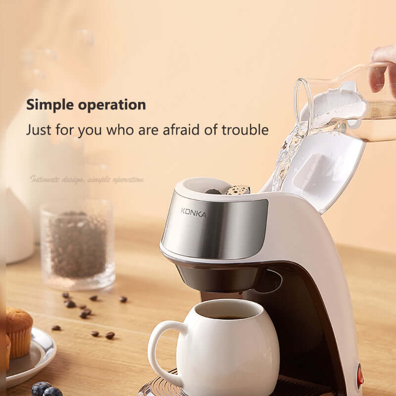 Mini coffee machine for home by Dropshipman with simple operation and sleek design brewing coffee