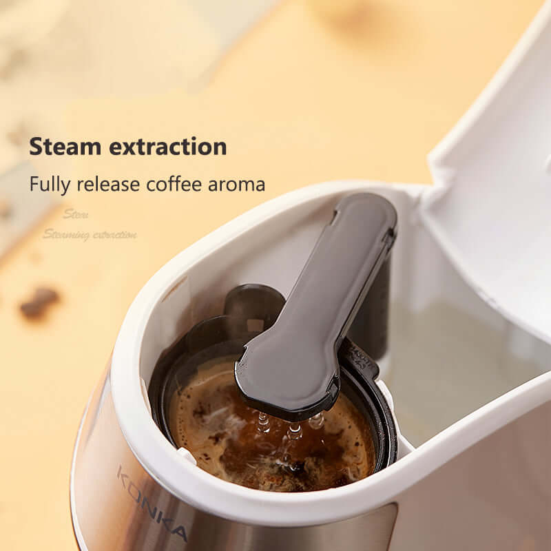Mini coffee machine for home with steam extraction brewing fresh coffee aroma