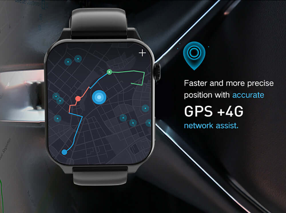 Dropshipman large screen smart watch displaying GPS navigation with 4G network assist