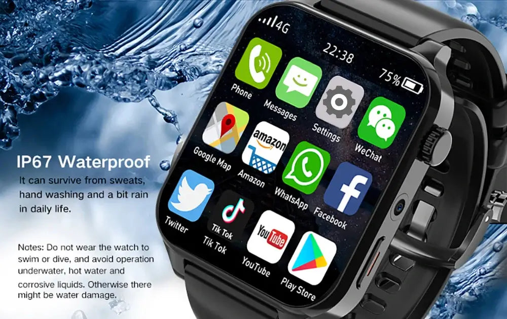 Dropshipman large screen smart watch with waterproof design showing multiple app icons