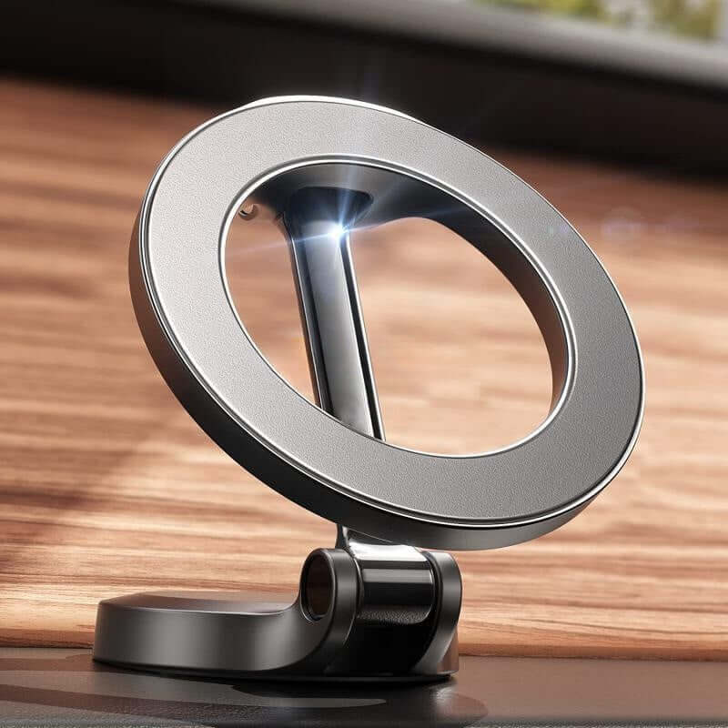 Dropshipman sleek silver and black magnetic car phone mount with circular design for secure phone holding