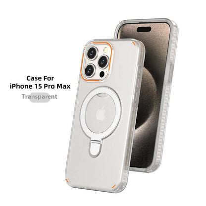 Transparent magnetic phone case with holder for iPhone 15 Pro Max by Dropshipman