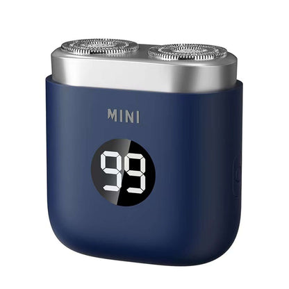 Eprolo portable electric shaver for men in navy blue with dual rotary blades and digital battery display