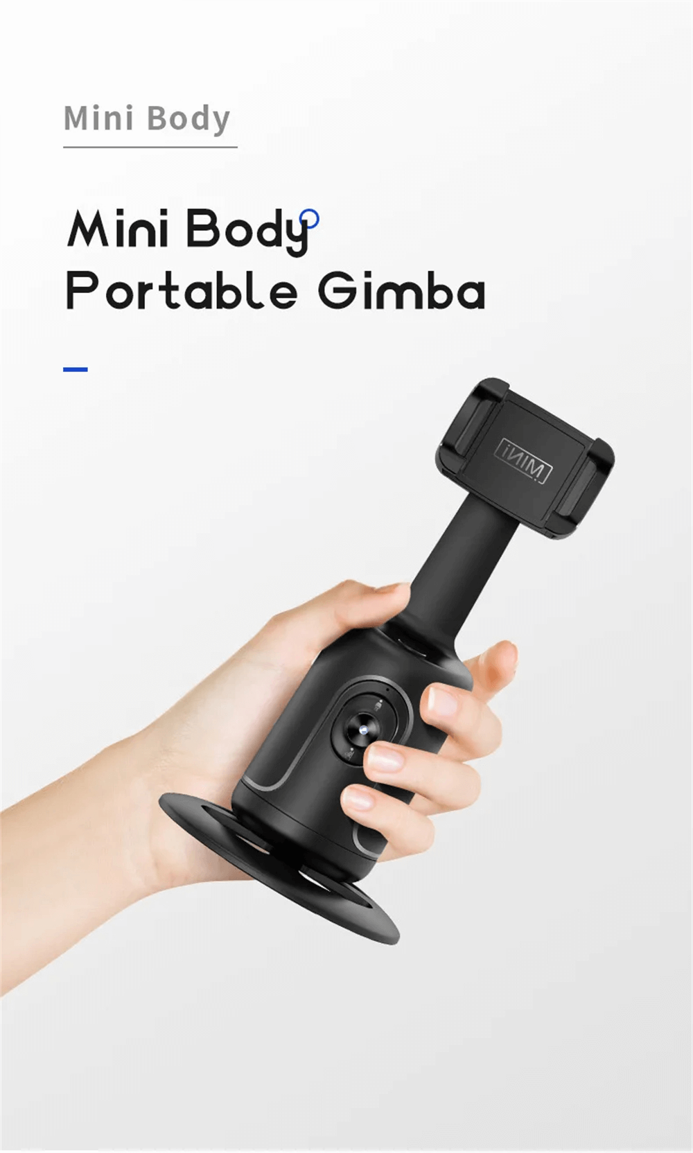 CozyTech Living mini body portable gimbal held in hand vlogging phone mount with AI tracking