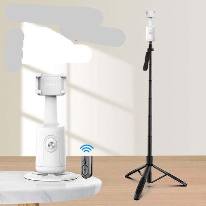 CozyTech Living vlogging phone mount with AI tracking shown with remote and tripod for hands-free recording
