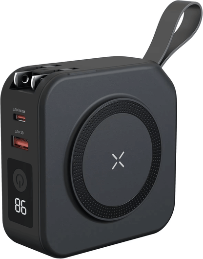 Eprolo multi-device wireless charger for travel with digital display and USB ports in black