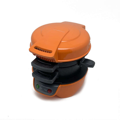 Side view of the Dropshipman Smart Kitchen Appliance in orange, highlighting the easy sandwich machine's compact form.