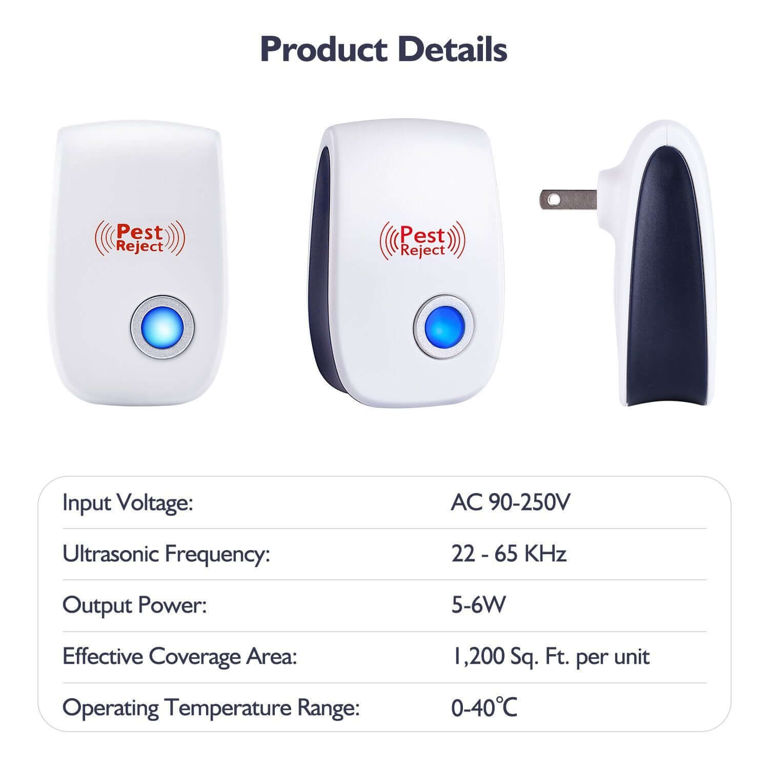 Dropshipman smart indoor pest repellent ultrasonic device with blue indicator light and plug