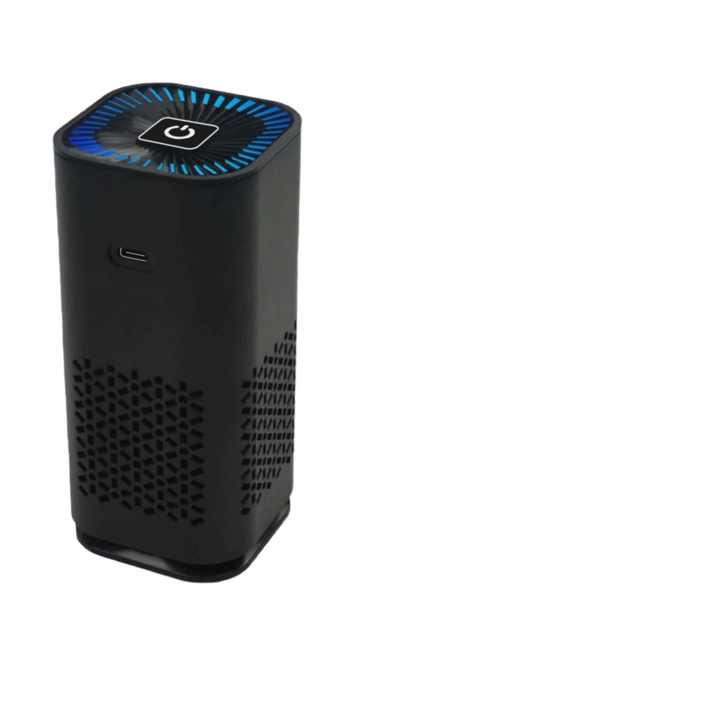 Dropshipman black portable car air freshener ionizer with USB charging port and power button